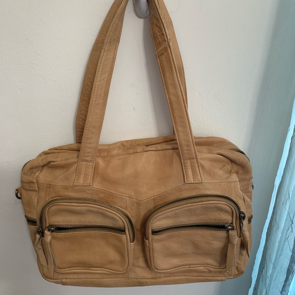 2 for $30 camel color leather satchel